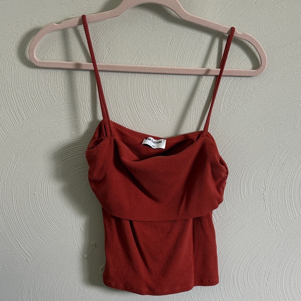 LNA Clothing Elegant Burnt Orange Spaghetti Strap Top
